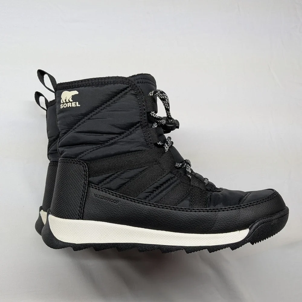 Sorel Whitney II Puffy Mid Waterproof Winter Boots Black Kids Size 2 NY3903-010